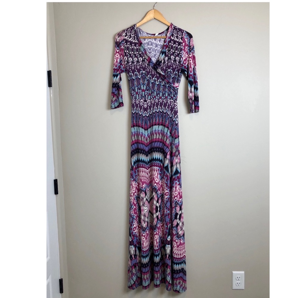 Magenta Abstract Maxi Dress - Maternity